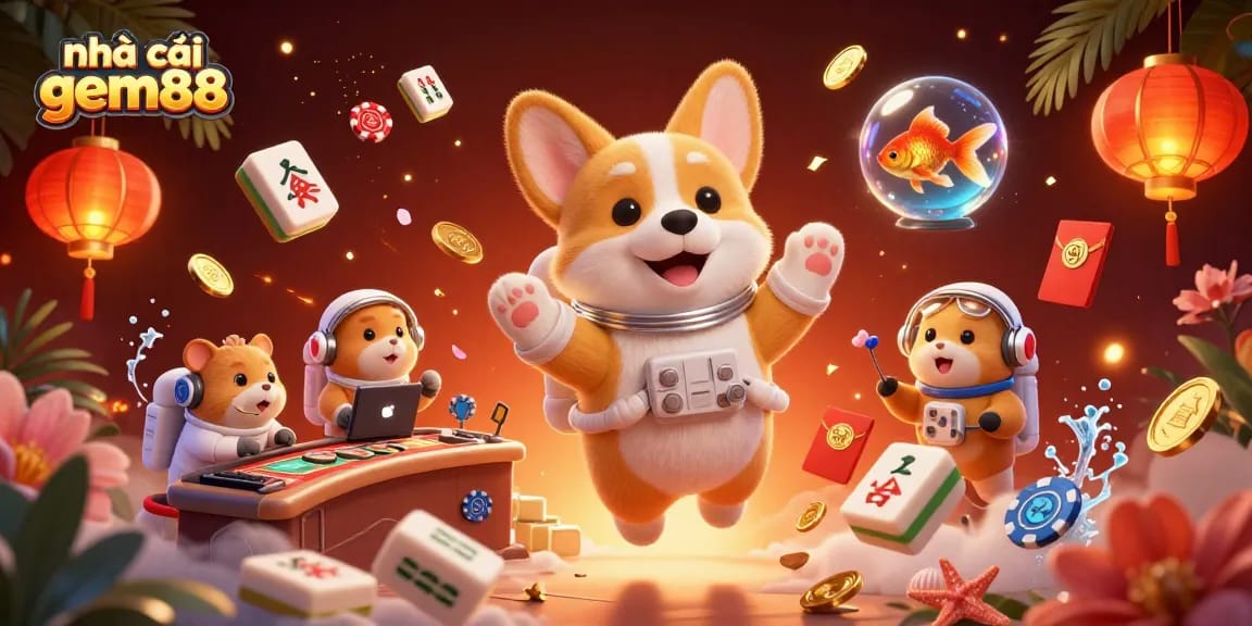Experience the excitement of nhà cái gem88 with vibrant characters and casino elements in a colorful illustration.