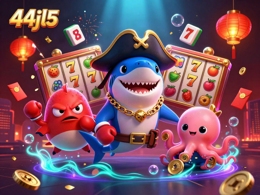 Experience the thrill of 44jl5 with a vibrant 3D casino scene featuring exciting game elements.