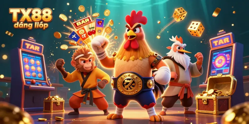 Experience the thrill at TX88 đăng nhập with vibrant characters and casino elements depicting a dynamic gaming scene.