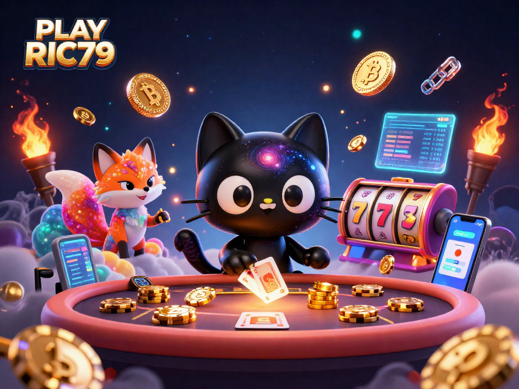 Experience the thrill of PLAY RIC79 with a cosmic casino featuring a black hole cat and NFTs.