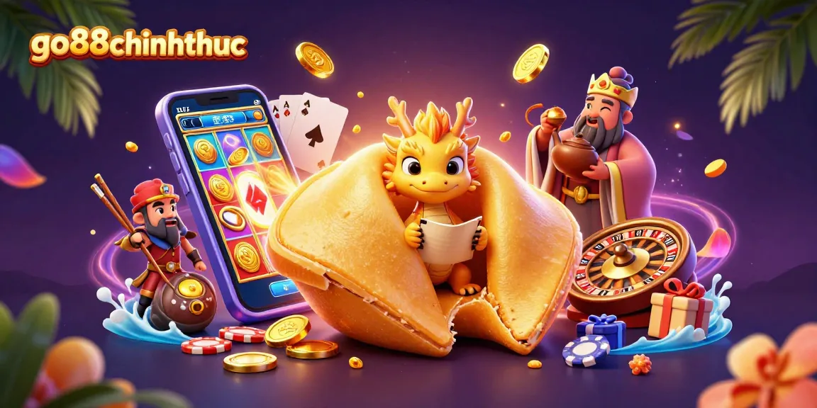Experience the excitement of go88chinhthuc with vibrant casino action and golden treasures in this dynamic 3D scene.