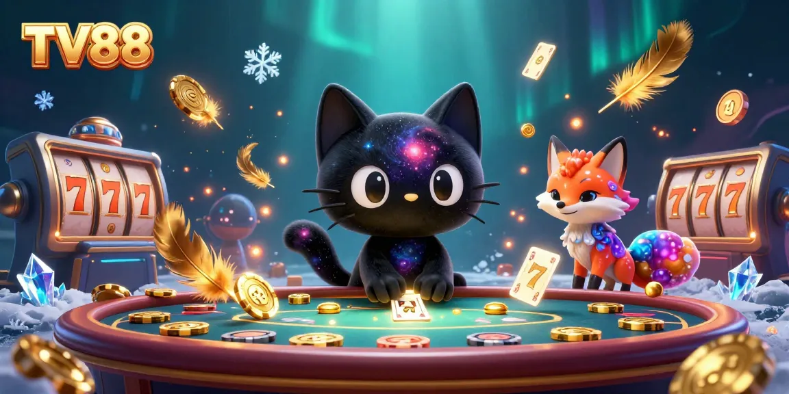 Experience thrilling gameplay with TV88, featuring a cosmic casino scene with dynamic characters and vibrant elements.