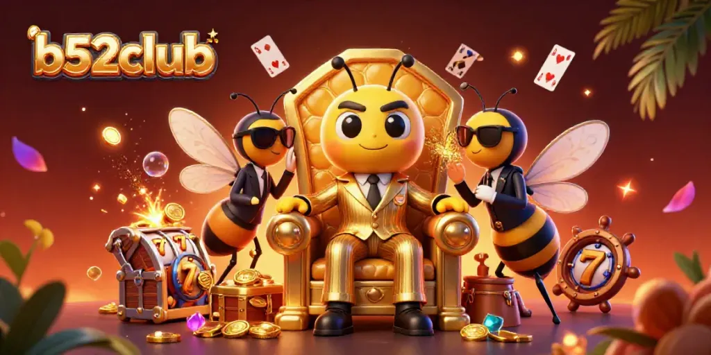 Experience winning at b52club with a 3D casino cartoon scene featuring a bumblebee mob boss.