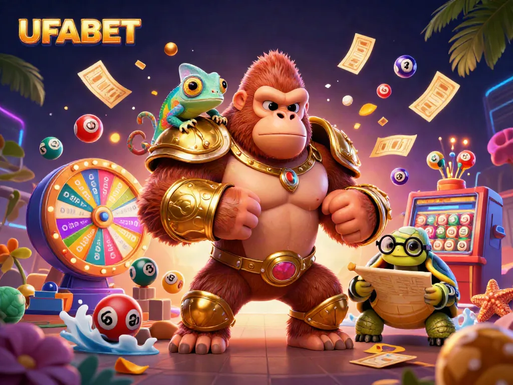 Engage in thrilling games at UFABET with a vibrant casino illustration showcasing excitement.