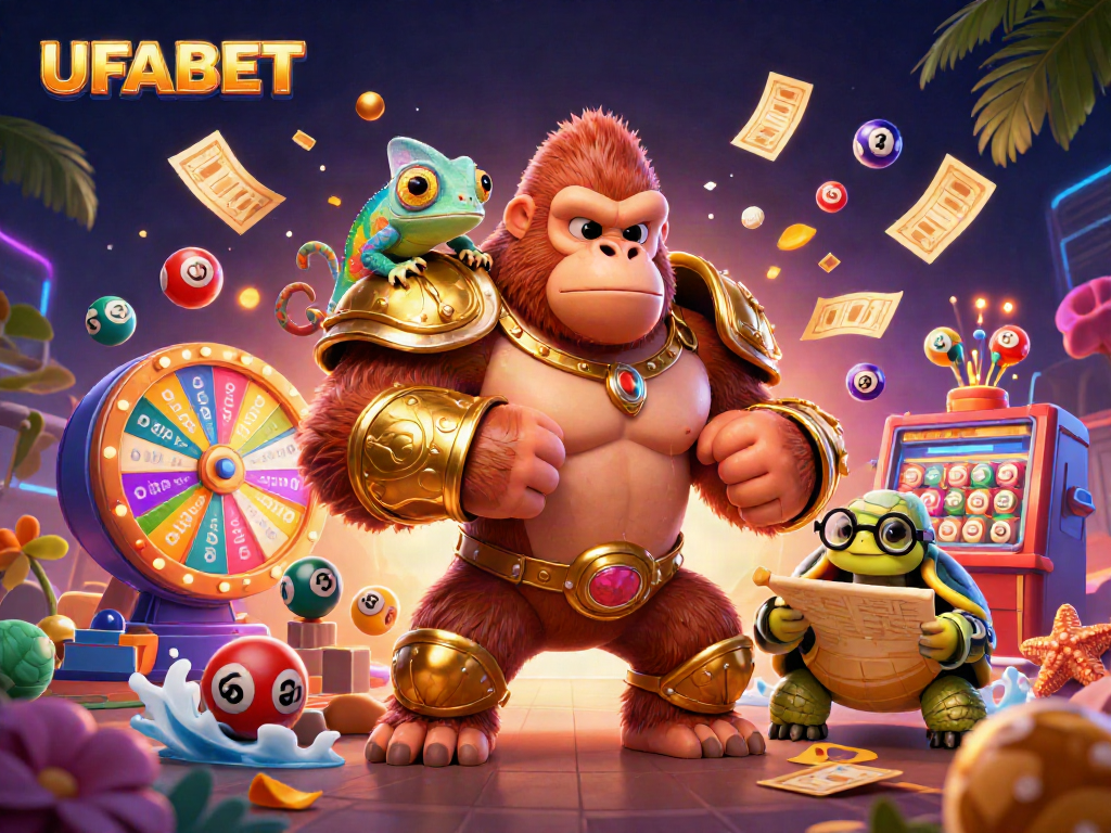 Engage in thrilling games at UFABET with a vibrant casino illustration showcasing excitement.
