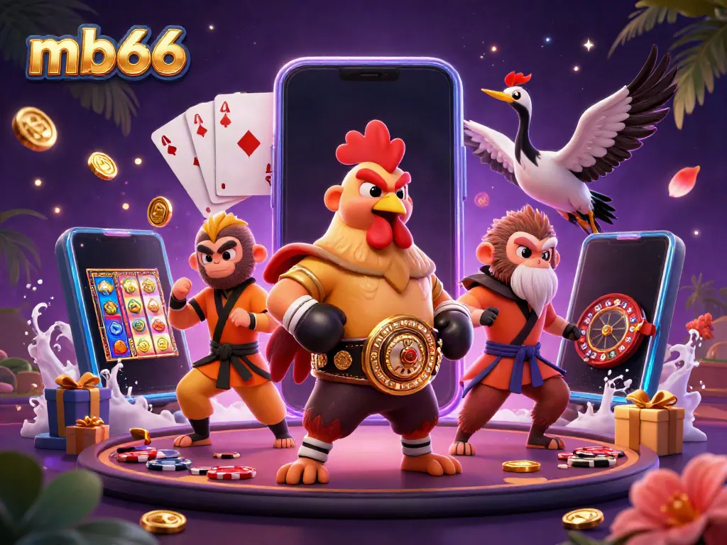 Experience thrilling gambling action with mb66 featuring dynamic characters in a vibrant casino scene.