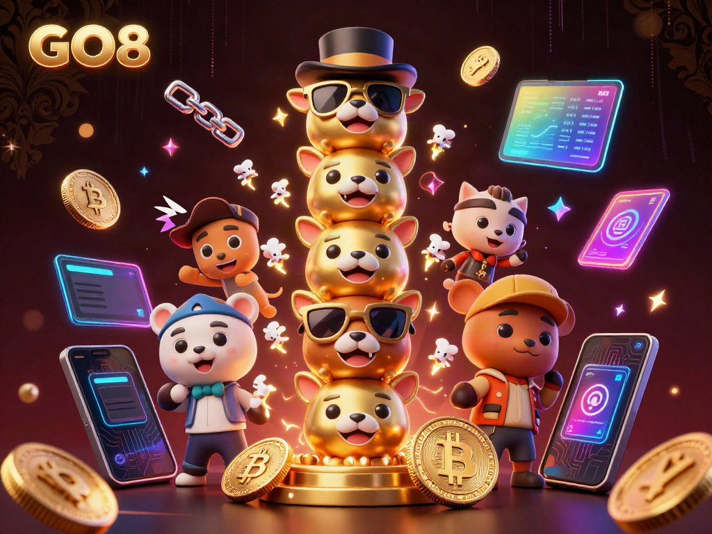 Spin the reels at GO8 with a vibrant 3D cartoon totem pole and dynamic casino elements.