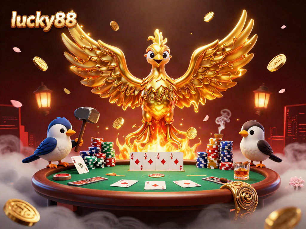 Experience winning moments with lucky88 through vibrant casino visuals and festive gambling elements.