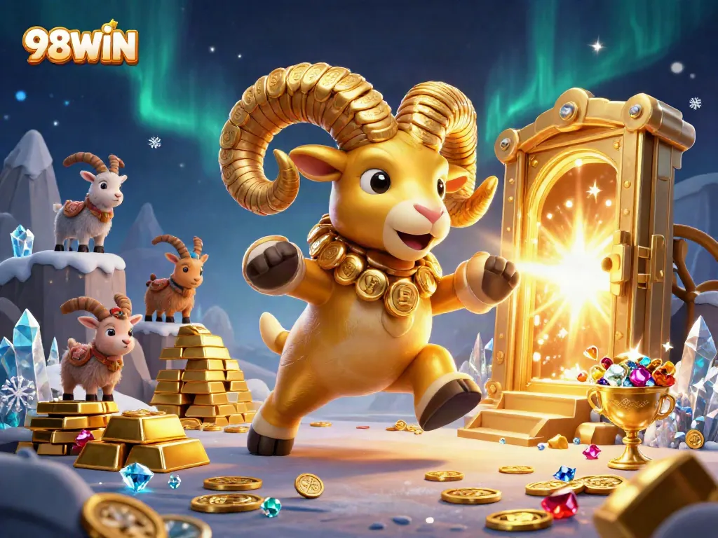 Experience thrilling gaming action with 98WIN's golden ram and casino treasures.