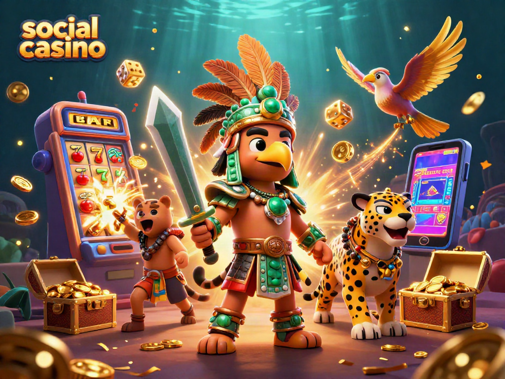 Experience the excitement of a social casino with vibrant characters and dynamic game elements.