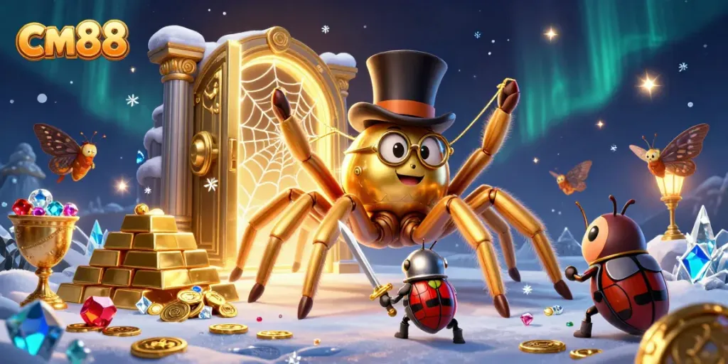 Experience thrilling play at cm88's casino with a golden tarantula and heroic beetle knight.