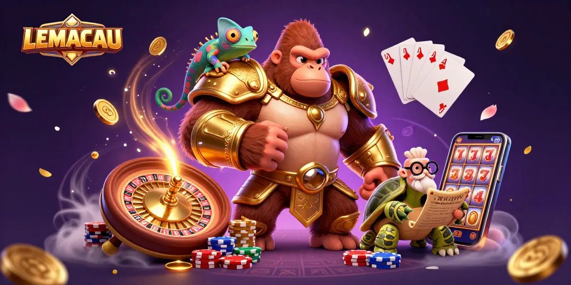 Experience thrilling LEMACAU action in this vibrant 3D casino illustration featuring captivating characters and rich game elements.