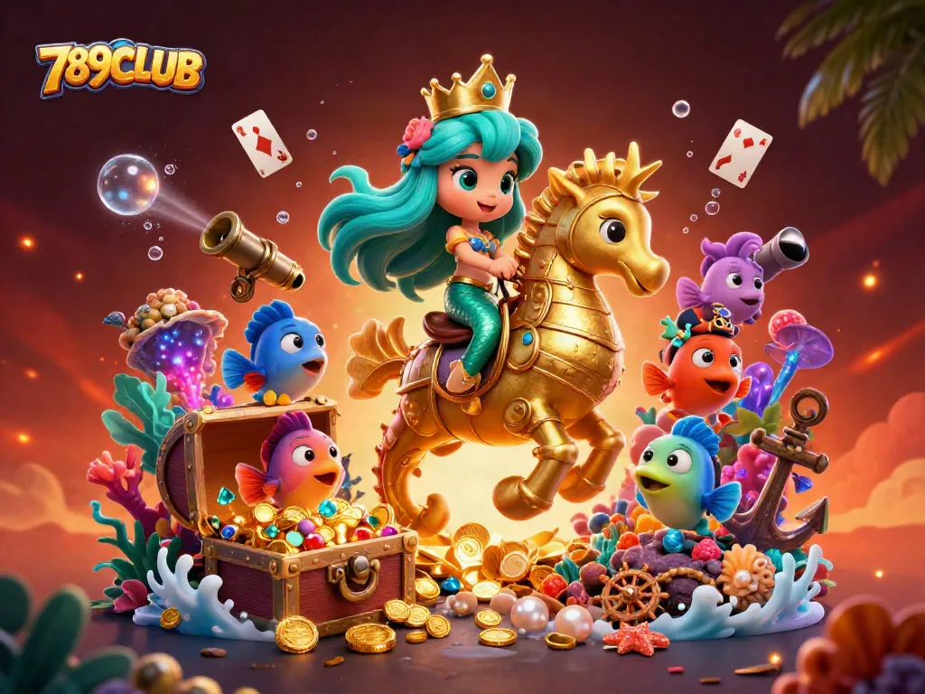 Experience the vibrant world of 789CLUB with a colorful underwater scene featuring a mermaid princess and her fish friends.