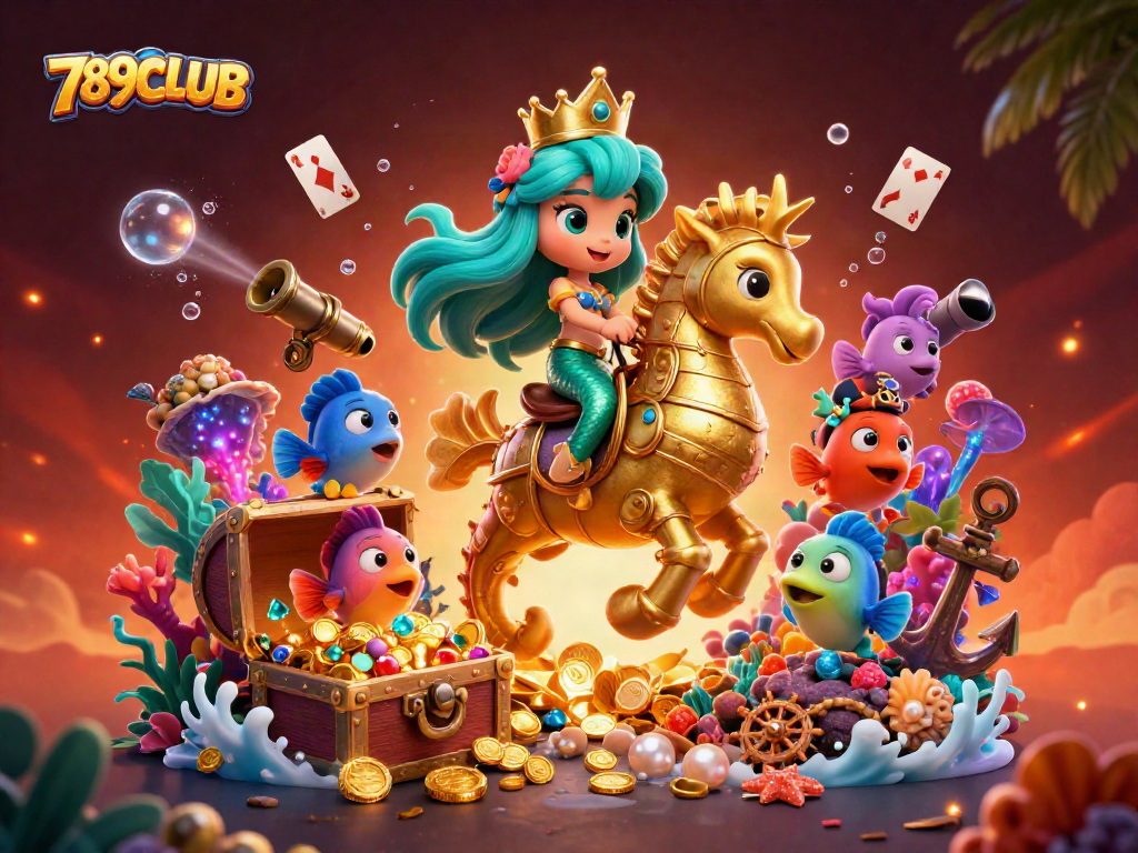 Experience the vibrant world of 789CLUB with a colorful underwater scene featuring a mermaid princess and her fish friends.