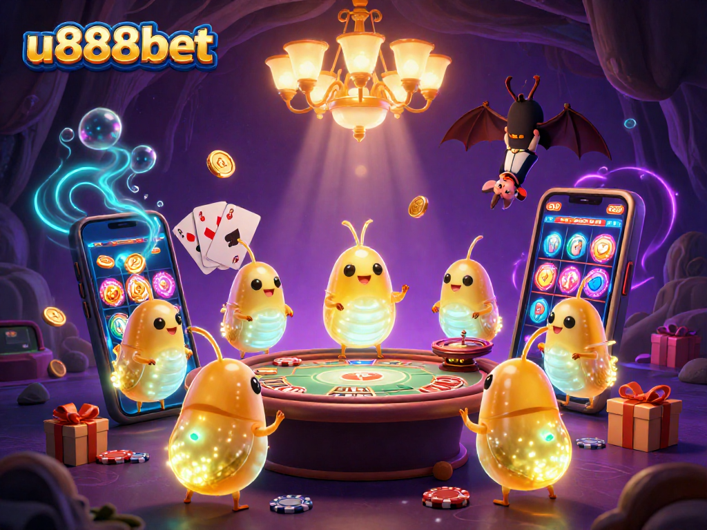 Experience vibrant action at u888bet’s lively cave casino with dynamic glowworms illuminating the scene.