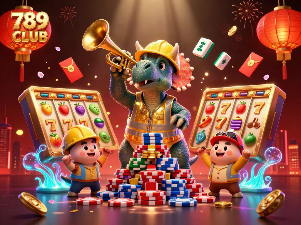 Experience the thrill of 789CLUB with vibrant slot reels and happy characters celebrating wins!