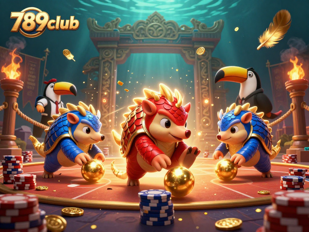 Engage in thrilling gameplay at 789club with vibrant pangolins and exciting poker chips.