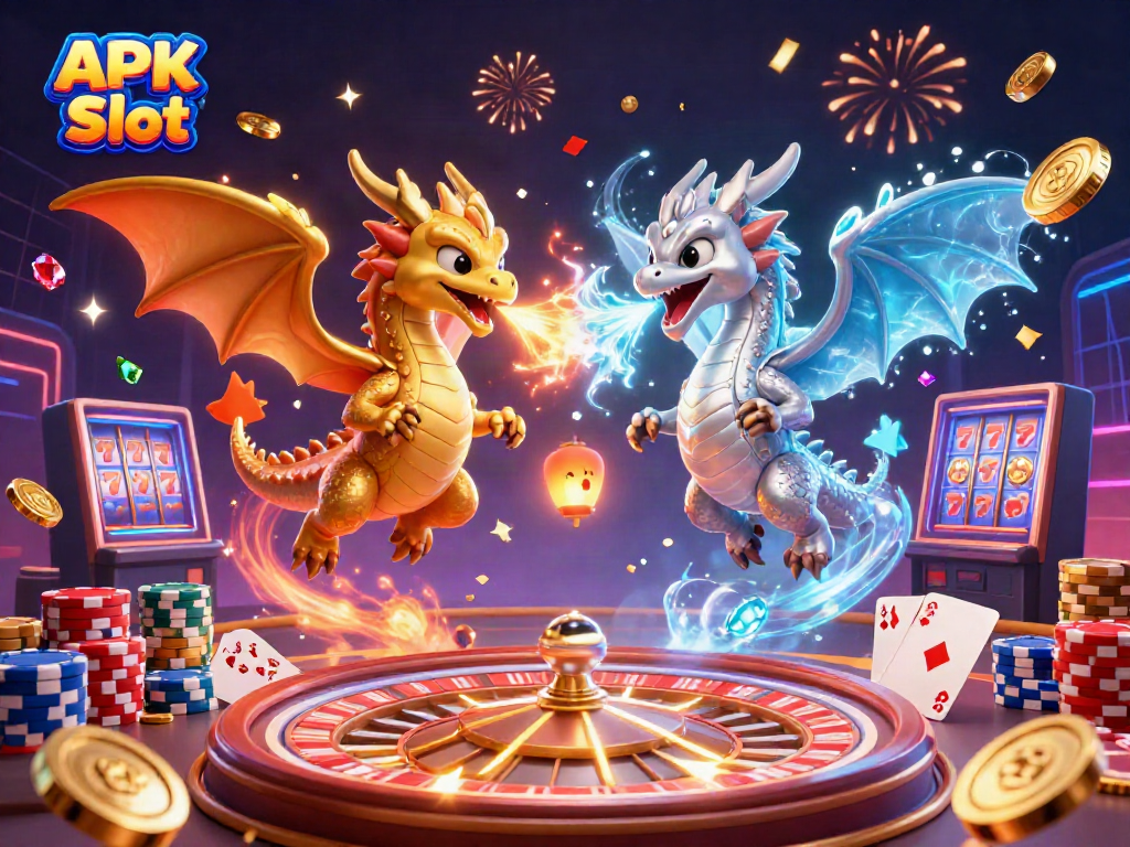 Engage in thrilling spins with APK Slot featuring magical dragons and casino elements.