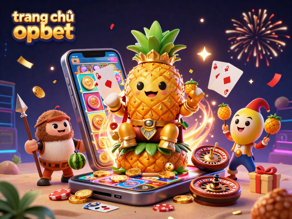 Experience the vibrant energy of trang chủ oxbet with colorful casino elements and a dynamic golden pineapple king.