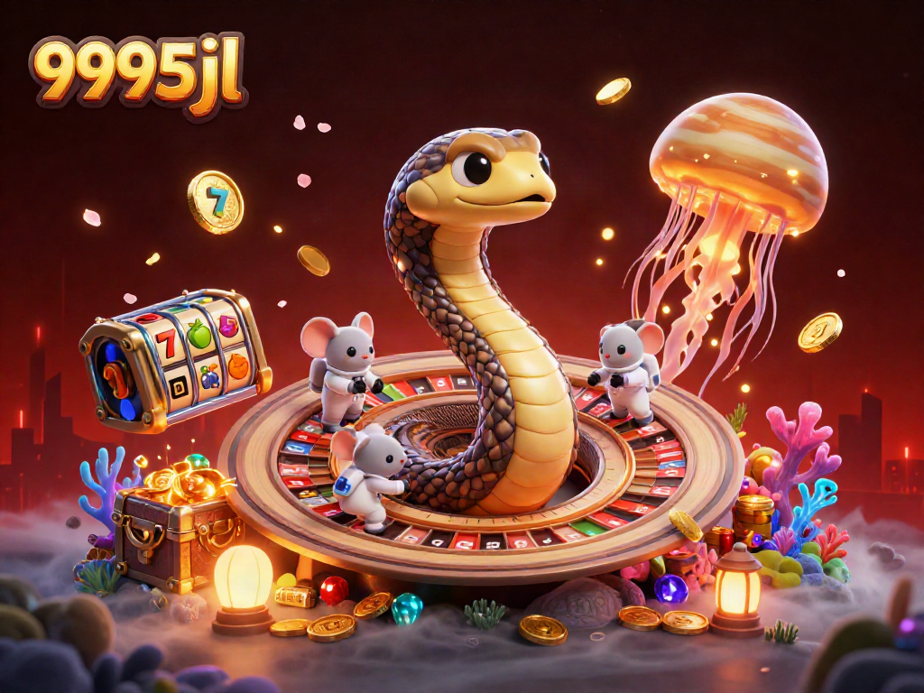 Experience thrilling bets on 9995jl's cosmic roulette, with engaging characters and vibrant gaming elements.