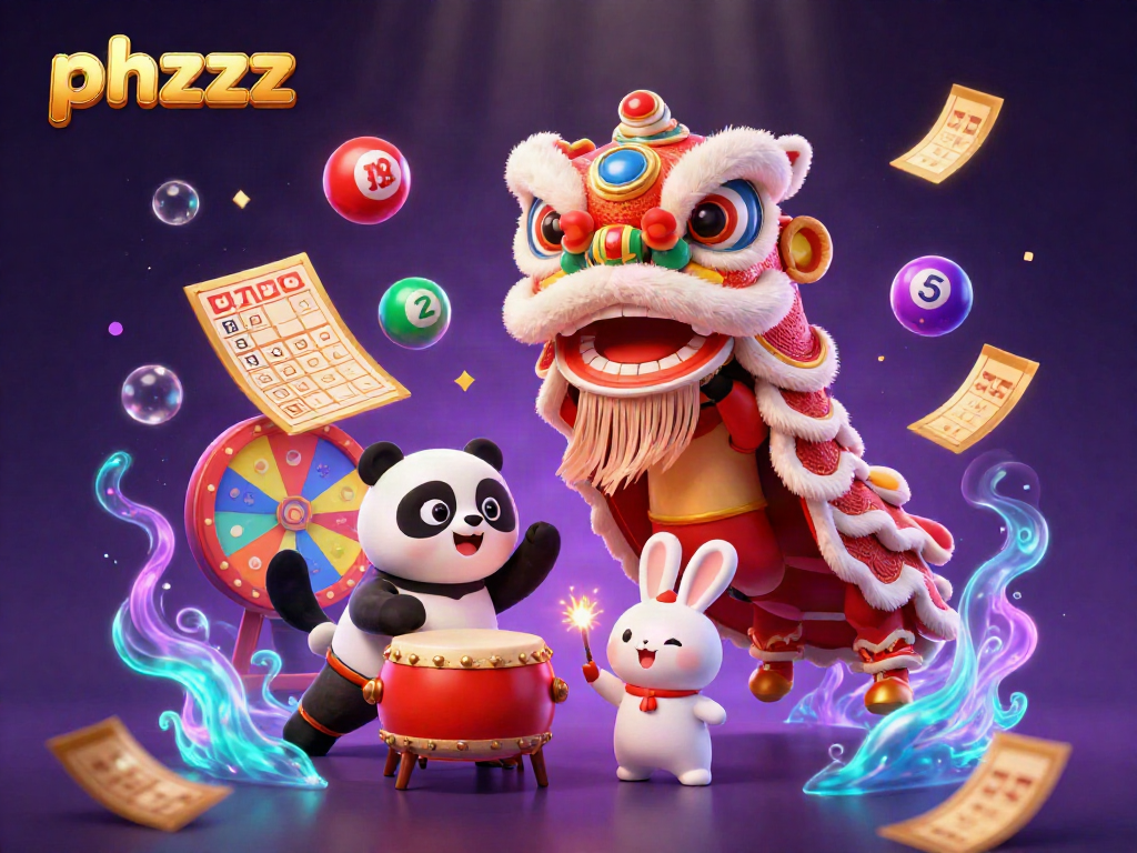 Experience phzzz's thrilling lottery atmosphere with vibrant elements and playful characters.