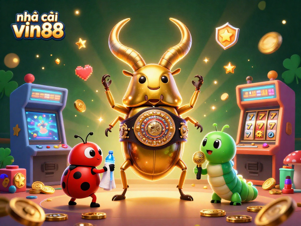 Experience energetic gameplay with nhà cái vin88's giant beetle champion and casino elements.