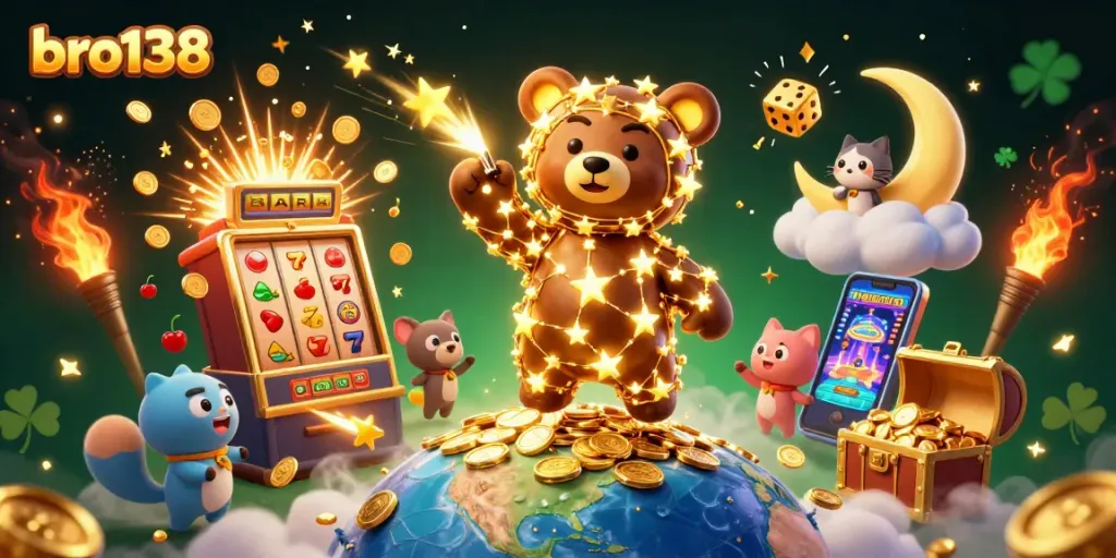 Join the thrilling action at bro138, where golden stars scoop up coins in an exciting gaming adventure.