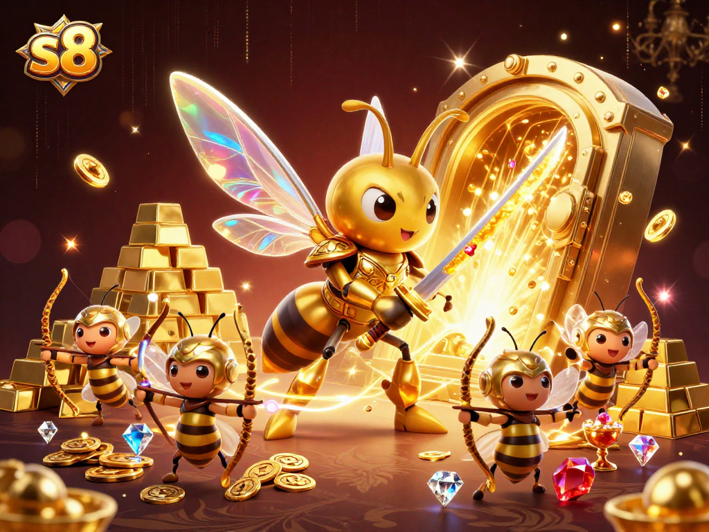 Engage in thrilling gameplay at s8 with a 3D hornet samurai and golden treasure galore.