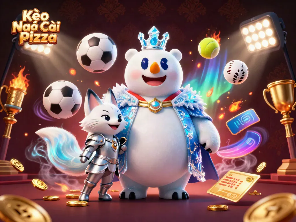 Kèo Nhà Cái Pizza thrills players with a magical scene featuring an ice king and fox in a sports betting landscape.