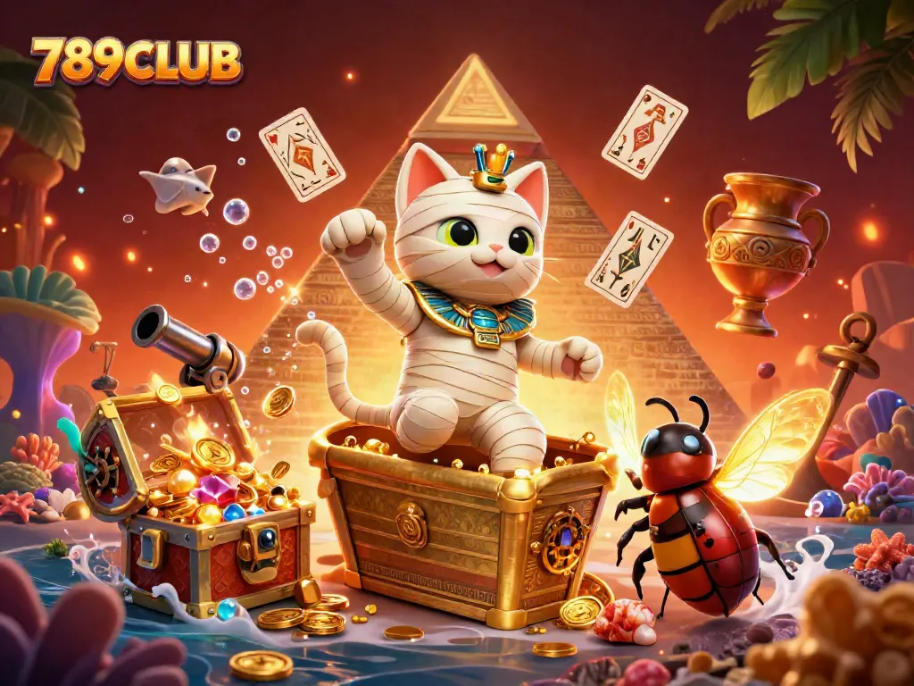 Experience thrilling gameplay with 789CLUB in a vibrant casino scene featuring Egyptian themes.