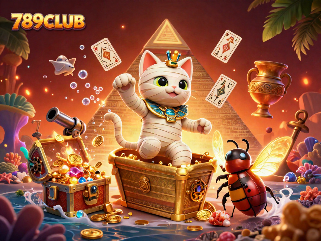 Experience thrilling gameplay with 789CLUB in a vibrant casino scene featuring Egyptian themes.