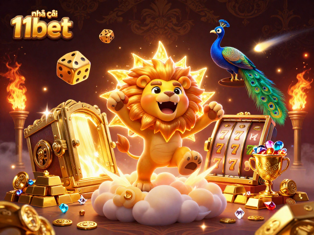 Win big at nhà cái 11bet with a vibrant 3D illustration capturing a casino atmosphere.