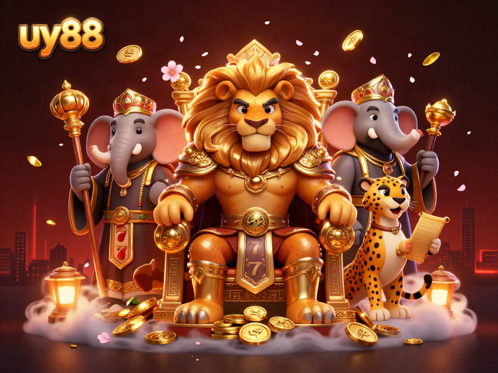 Engage with uy88's thrilling slot games, featuring vibrant characters and dynamic elements.